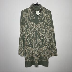 NEW Free People Mock Neck Paisley Long Sleeve Sweater Dress Size XS